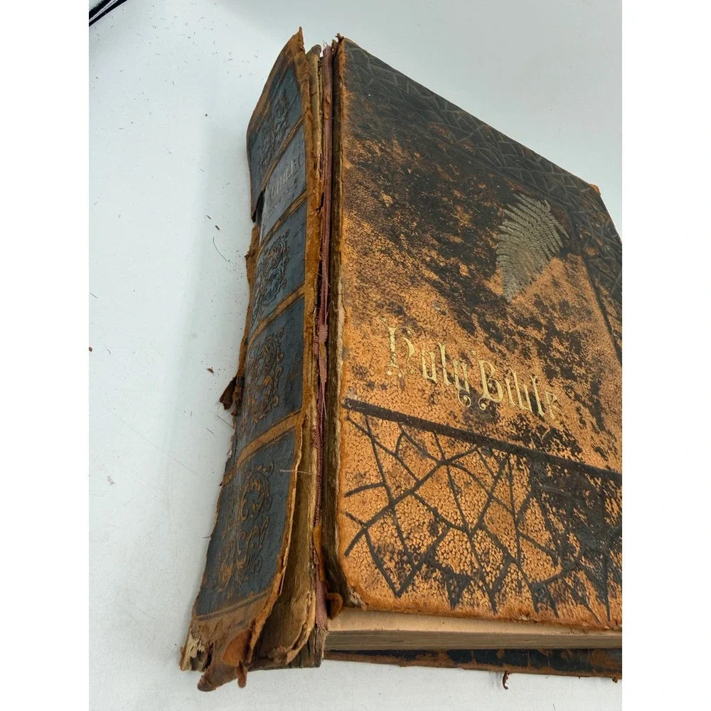 Antique 1894 Holy Bible Henry Altemus Edition Leather Gilt Illustrated Large